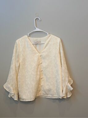 LOFT Floral Contemporary Romantic Cottagecore Modern Boho Cuffs Blouse Size Smal